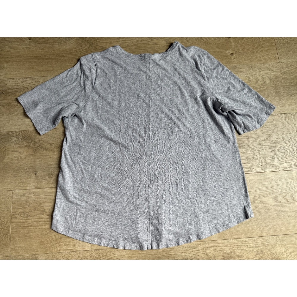 EUC Eileen Fisher gray elbow sleeve 100% cotton t-shirt melange jersey size XL - Picture 7 of 7